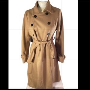 Classic Tan Double-Breasted Women's Coat